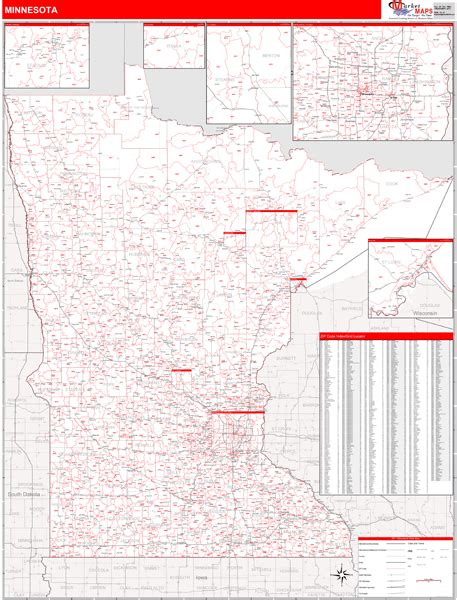 Minnesota Zip Code Wall Map Red Line Style By Marketmaps