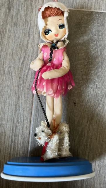 Vintage Bradley Type Big Eyes Pose Doll W Dog Made In Japan 1960s Mod
