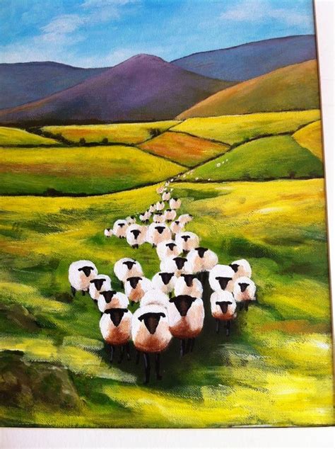 Irish Sheep 1 Coming Home Sheep Golf Courses Irish Illustration Art
