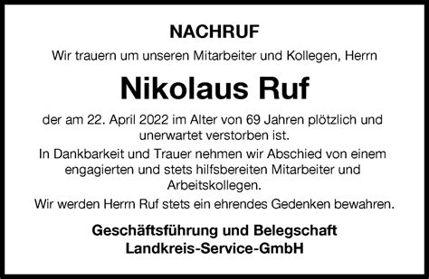 traueranzeigen von nikolaus ruf augsburger allgemeine zeitung