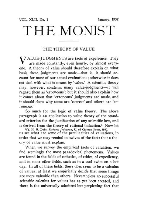 The Theory Of Value Homer H Dubs The Monist Philosophy