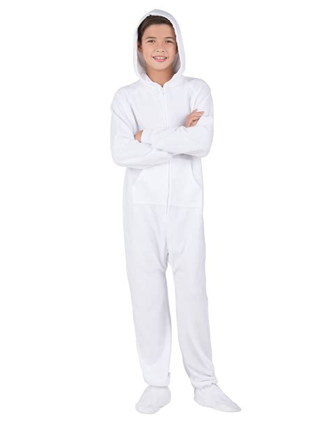Arctic White Hoodie One Piece Kids Hooded Footed Pajamas Hooded One