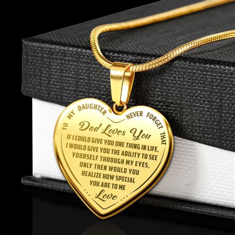 Father To Daughter Gifts Novelty Luxury Engraved Heart Necklace From