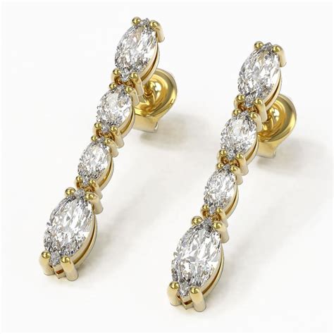 Lot Ctw Marquise Diamond Earrings K Yellow Gold Ref M G