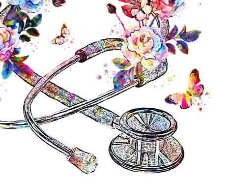 Floral Medical Device Print Watercolor Stethoscope Poster Etsy In