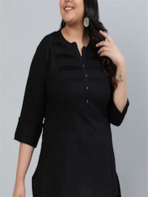 Buy Nayo Women Black Solid Pleated Plus Size Tunic Tunics For Women