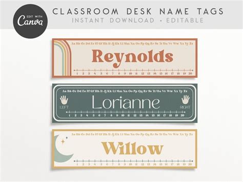 Student Desk Name Labels Editable Classroom Printables Etsy