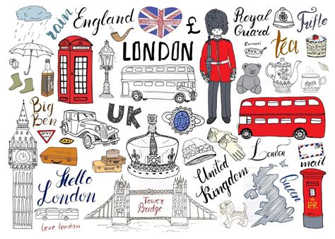 London City Doodles Elements Collection Hand Drawn Set With Tower