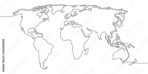 Continuous Line Drawing Of World Globes Earth Globe Similar World Map