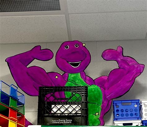 Ripped Barney Cutout 30 Strength 25 Agility 5 Suicidal Thoughts