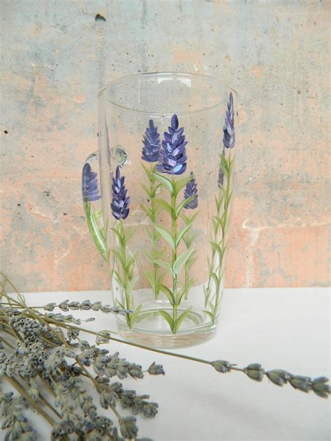 Lavender Mug Handmade Personalize Painted Nature Glassware Etsy