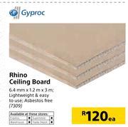 Rhinoboard is non combustible and it is used as a lining in fire 2:14. Special Gyproc Rhino Ceiling Board 6.4mm x 1.2m x 3m-Each ...