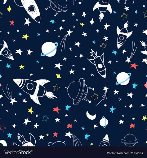 Space Seamless Pattern Print Design Royalty Free Vector