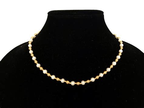 14k Gold Pearl Necklace With Matching 14k Gold Pearl Bracelet 177g