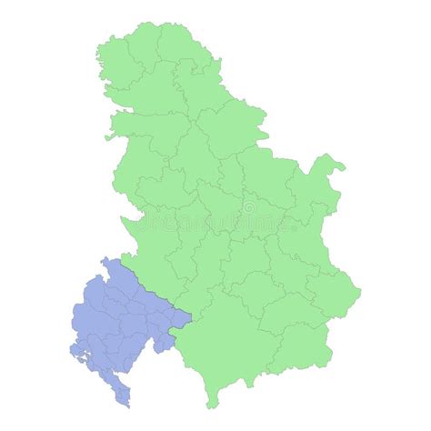 High Quality Political Map Of Serbia And Montenegro With Borders Of The