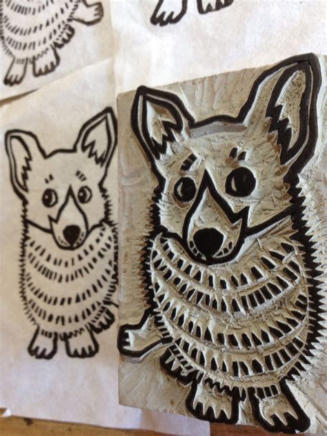 Corgi Stamp Hand Carved Linoleum Block 2 X 3 Etsy