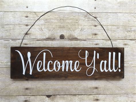 Welcome Yall Sign Rustic Wood Welcome Yall By Sweetelodiegrace