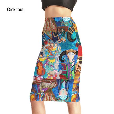 qickitout skirts 2016 women s new sexy colored murals 3d print skirts fashion high waist package