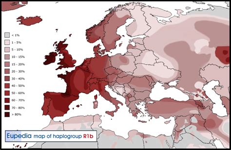 Distribution Of Haplogroup R1b In Europe The Middle East And North