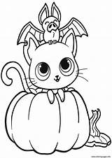 Coloring Halloween Pumpkin Cat Pages Bat Pumpkins Printable Print Bats Drawing Supercoloring sketch template