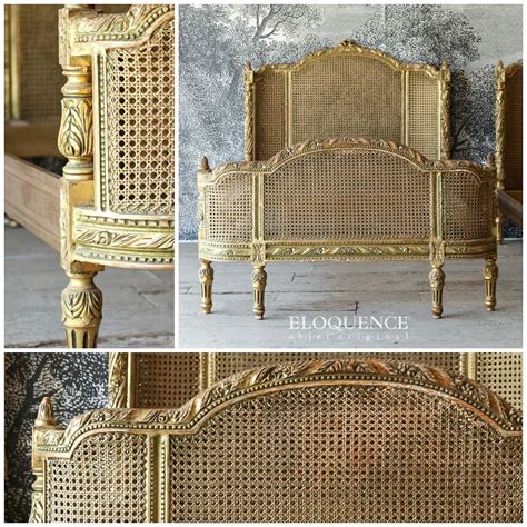 Eloquence One Of A Kind Vintage French Gilt Cane Louis Xvi Style Twin