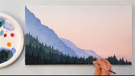How To Paint A Sunset With Mountains In Acrylics Easy Painting