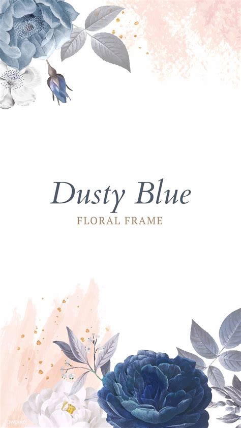 Dusty Blue Roses Frame Template Vector Premium Image By