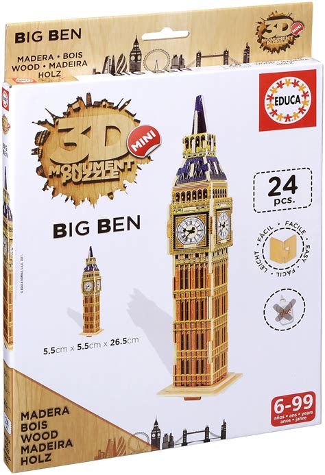 Mini Puzzle 3d Din Lemn Educa De 24 Piese Big Ben Ozonero