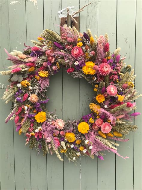 Spring Wreath Making Kit With Dried Flowers Diy Seasonal Door Etsy