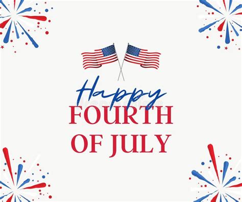 Blue Red Minimalist Happy 4th Of July Facebook Post Stock Illustration