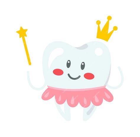 Premium Vector Princess Cartoon Tooth Vector Illustration