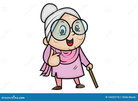 Vector Cartoon Illustration Of Cute Grandmother Stock Vector