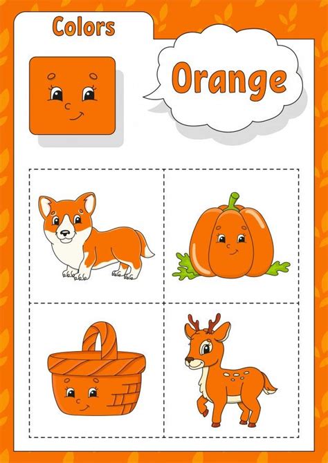 Learning Colors Orange Color Flashcard For Kids Learning Colors