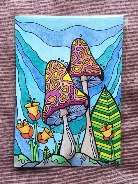 Hippie Mushroom Drawings Trippy Unique Trippy Mushroom Stickers