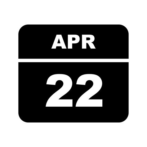 April 22nd Date On A Single Day Calendar 487533 Vector Art At Vecteezy