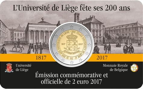 Belgium 2 Euro 2017 Coincard 200 Years University Liège French