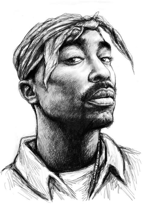 Tupac Shakur Art Drawing Sketch Portrait Painting By Kim Wang Pixels