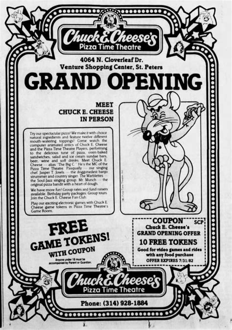 Chuck E Cheese Opens In St Peters 1982 Vintage Ads Chuck E Cheese