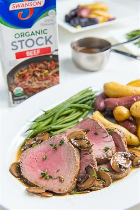 This whole roasted tenderloin recipe is a holiday dinner ace up your when dealing with tenderloin this size, variations in temperature are a given—you'll have slices ranging from rare to well, pleasing a once sliced, the tenderloin is sauced with a red wine reduced with red wine vinegar and shallots. Beef Tenderloin with Mushroom Pan Sauce