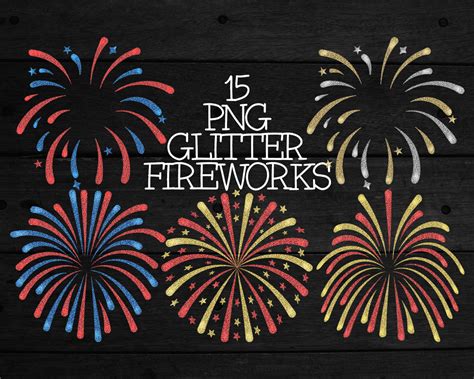 Glitter Fireworks Png Bundle Fourth Of July Glitter Fireworks Etsy