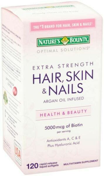 Biotina De 5000 Mcg Natures Bounty Hair Skin Nails 120 Cap 47200