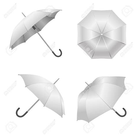 exciting realistic detailed  white blank umbrella template mockup set  blank