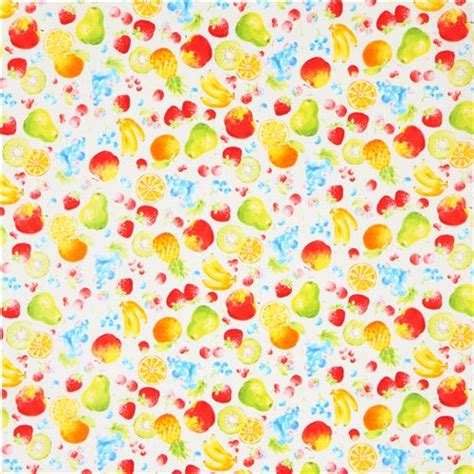 Light Cream Cute Colorful Apple Orange Pear Fruit Laminate Fabric From