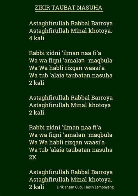 Doa Taubat Nasuha Dalam Rumi