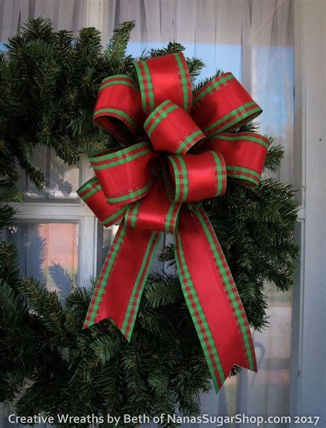 Large Red And Green Gingham Christmas Wreath Bow Christmas Etsy