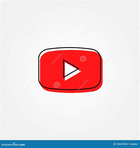 Stock Vector Red Button Youtube Video With Border Line Style Editorial