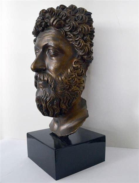 Marcus Aurelius Roman Emperor Face Mask Bust On Base Museum Replica