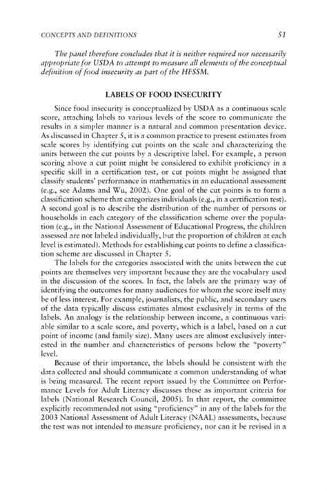 3 Concepts And Definitions Food Insecurity And Hunger In The United