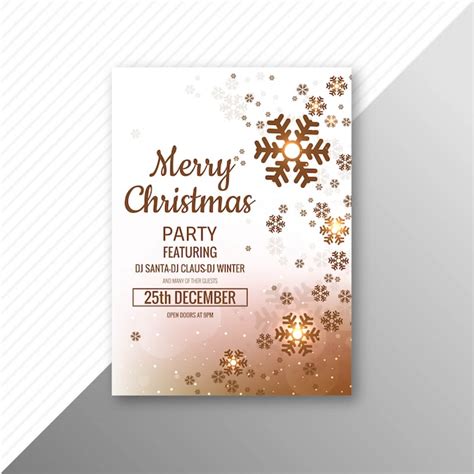 Free Vector Beautiful Merry Christmas Snowflake Card Brochure Template
