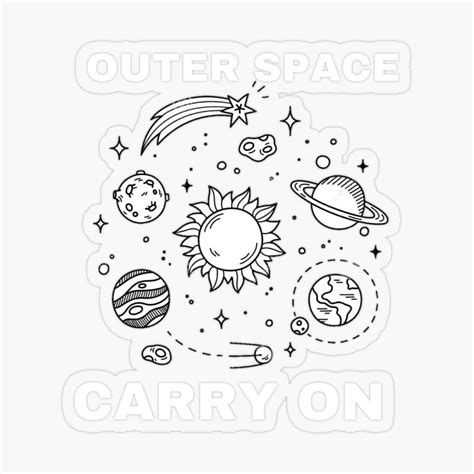 Outer Spacecarry On Sticker Sticker By Devin Moore Planet Drawing